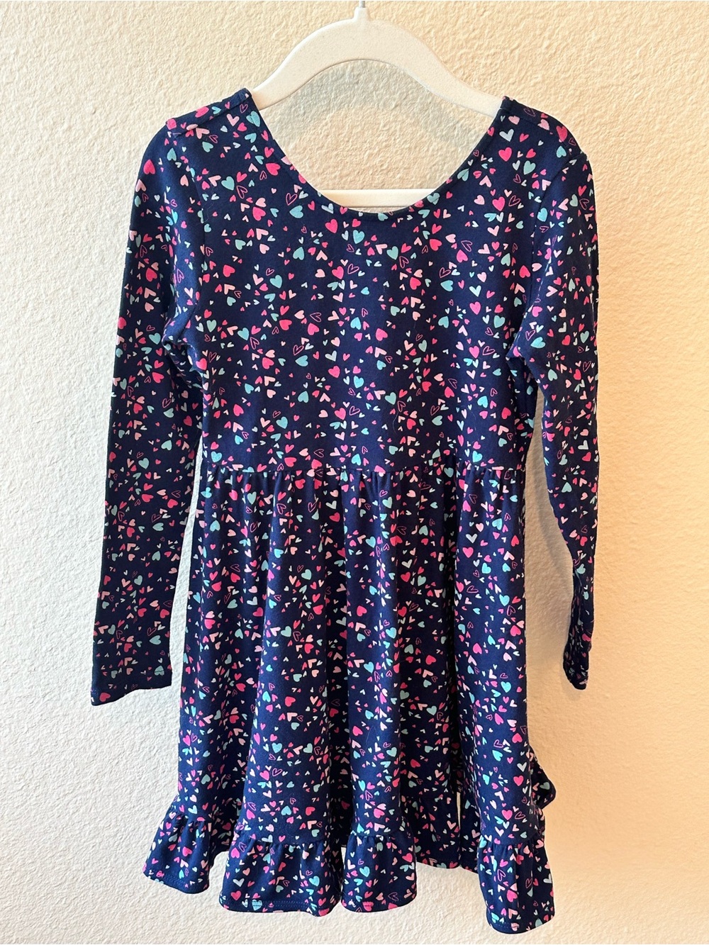 Crewcuts Navy Long-Sleeve Heart Print Dress